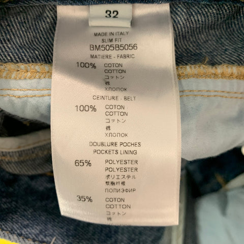 GIVENCHY Size 32 Blue Two Toned Cotton Button Fly Jeans