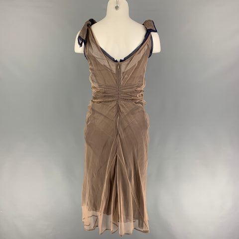 JIL SANDER Size 4 Beige Blue Tulle Double Layer Dress