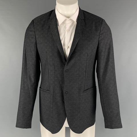 EMPORIO ARMANI Size 38 Charcoal Grey Wool Notch Lapel Sport Coat