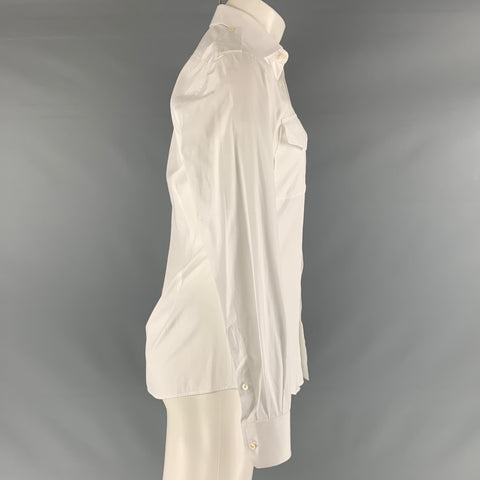 GUCCI Taille M Chemise à manches longues à épaulettes en coton blanc