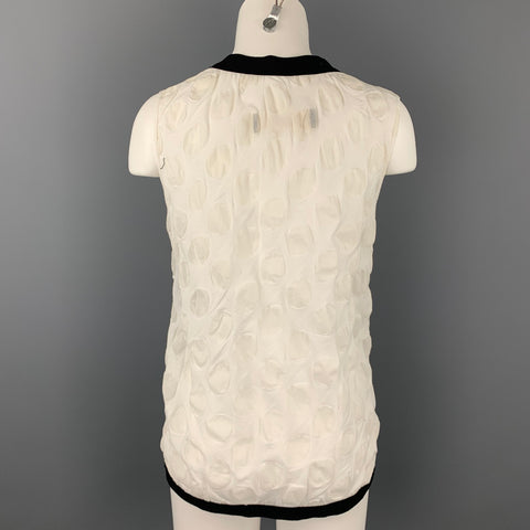 MARNI Blusa blanca con cuello en V y mezcla de algodón con estampado de lunares, talla 2
