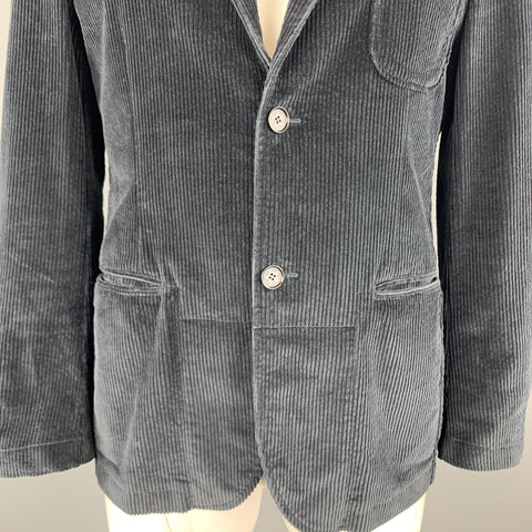 DANIELE ALESSANDRINI Size M Navy Corduroy Cotton / Elastane Sport Coat