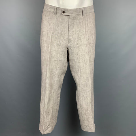 SUIT SUPPLY Size 44 Oatmeal Textured Linen Notch Lapel Suit