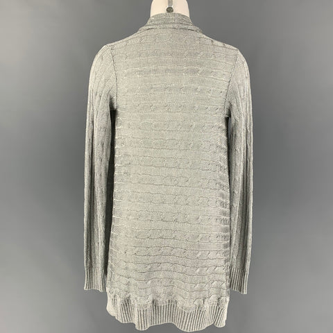 RALPH LAUREN Black Label Size S Silver Cotton Blend Open Front Cardigan