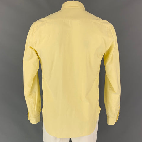 FUJITO Size L Yellow Cotton Button Down Long Sleeve Shirt