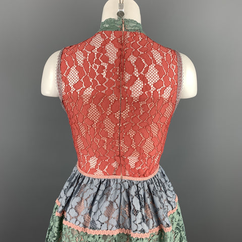 ALEXIS Size XS Multi-Color Lace Color-Block Polyamide Blend A-Line Dress