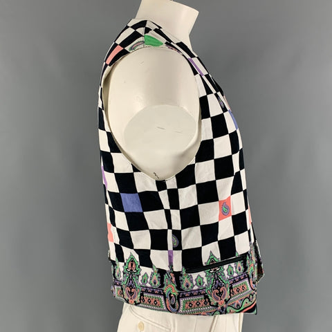 VERSUS by GIANNI VERSACE Size 42 Black White Checkered Cotton Vest