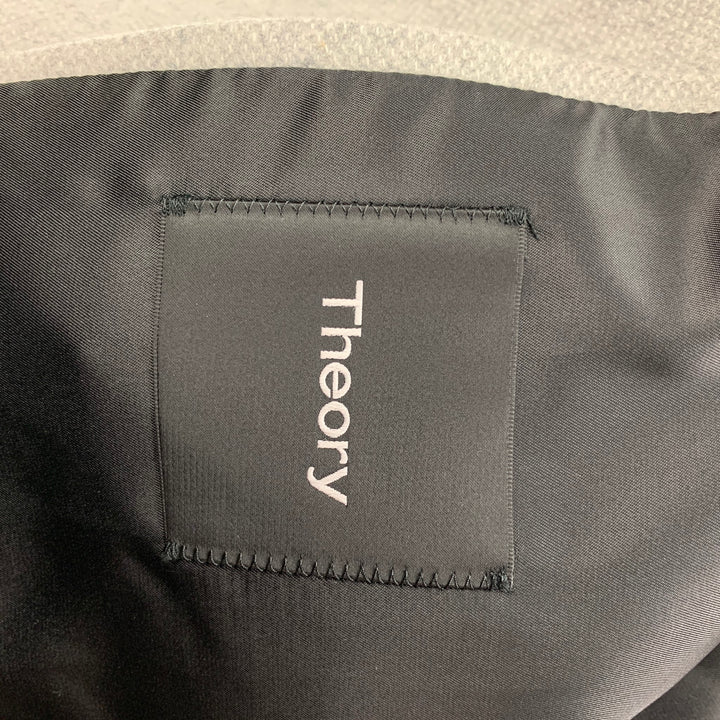 THEORY Taille L Veste en Cachemire Laine Vierge Gris Clair Chiné