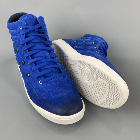 JUST CAVALLI Taille 10,5 Baskets montantes bleu royal matelassées