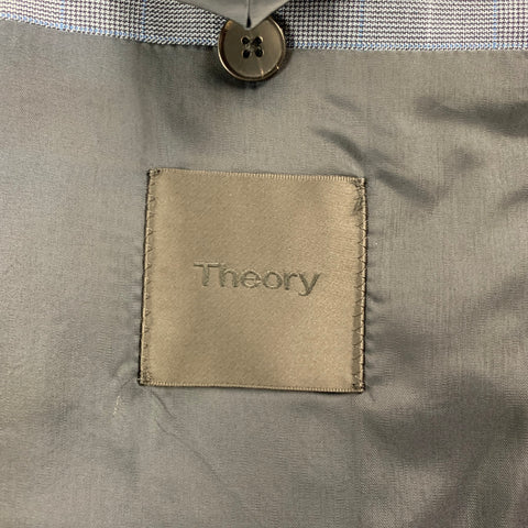 THEORY Size 42 Blue Grey Glenplaid Wool Notch Lapel Suit