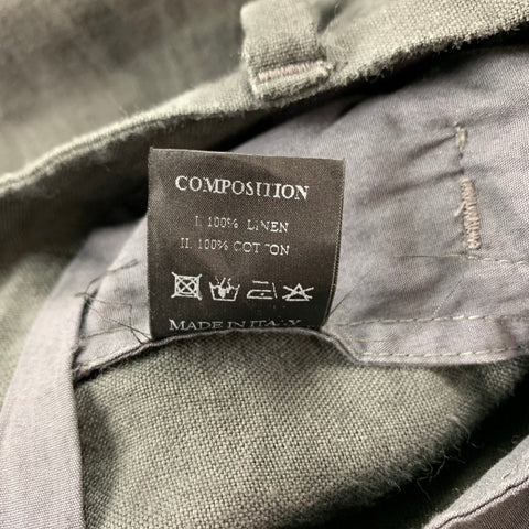 LAYER-O Taille 34 Pantalon décontracté en lin froissé gris à entrejambe tombant