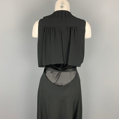 MARC JACOBS Size 6 Black & White Crepe Acetate / Viscose Sleeveless Belted Dress