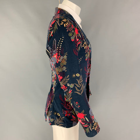 MARC by MARC JACOBS Size S Navy Multi-Color Print Cotton Sport Coat