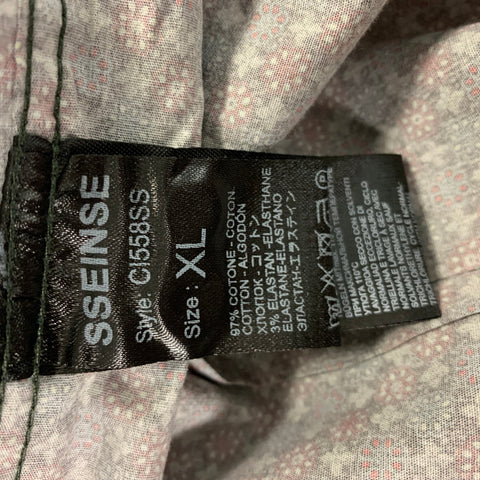 SSENSE Size XL Olive and Burgundy Print Cotton &  Elastane Long Sleeve Shirt