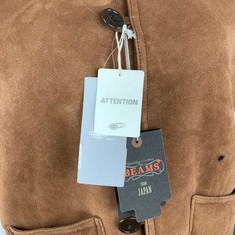 BEAMS Size XL Tan Suede Sheep Leather Shearling Vest