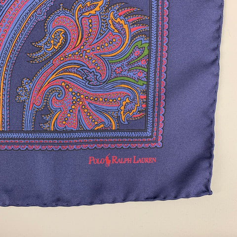 POLO by RALPH LAUREN Blue Red Paisley Silk Pocket Square