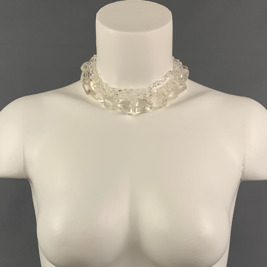 VINTAGE Clear Rock Crystal Choker Necklace