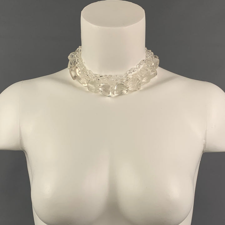 VINTAGE Clear Rock Crystal Choker Necklace