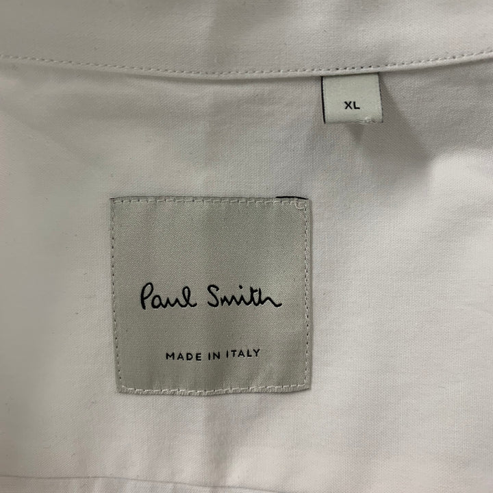 PAUL SMITH Size XL White Solid Cotton Button Up Long Sleeve Shirt