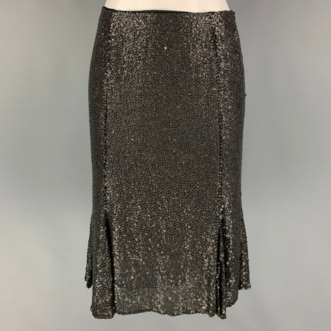 NAEEM KHAN Taille 4 Jupe tulipe à paillettes charbon noir