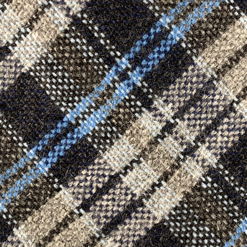 LUCIANO BARBERA Grey Blue Plaid Cashmere Tie