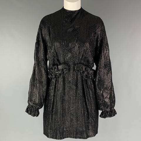 DRIES VAN NOTEN Size 2 Black Viscose Sequined Mini Dress