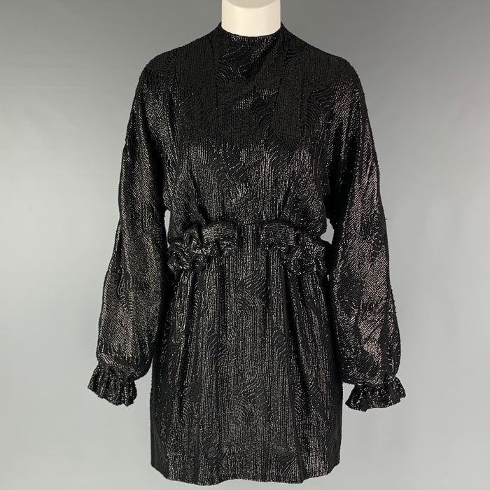 DRIES VAN NOTEN Size 2 Black Viscose Sequined Mini Dress