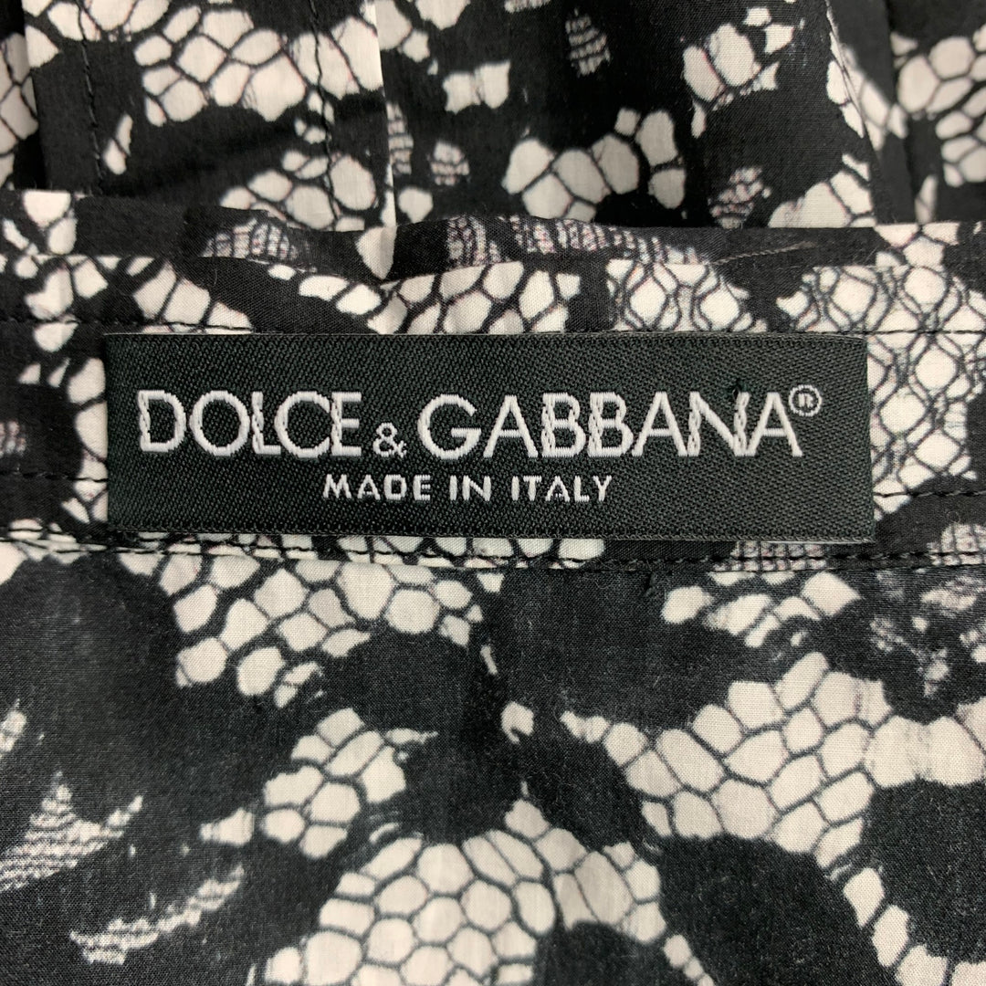 DOLCE & GABBANA Black & White Lace Button Up Cotton Size 4 Shirt