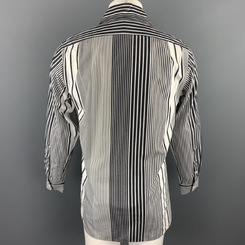 RALPH LAUREN Purple Label Size S Black & White Stripe Cotton Button Up Long Sleeve Shirt