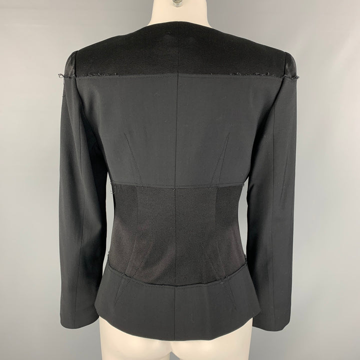 ALBERTA FERRETTI Size 8 Black Rayon Blend Hidden Snaps Jacket