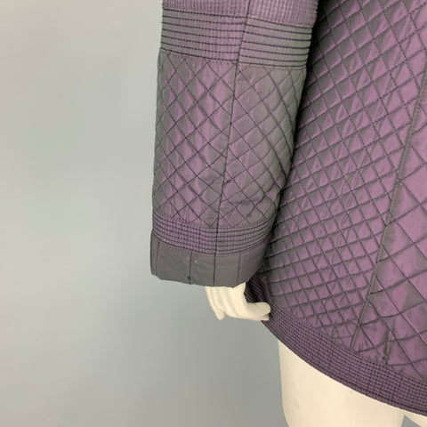 BURBERRY LONDON Size 12 Purple Polyester Quilted Zip & Snaps Coat