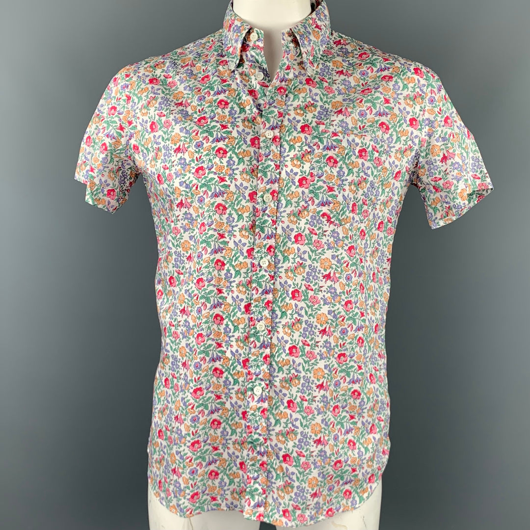 MIU MIU Size M Multi-Color Floral Cotton Button Up Short Sleeve Shirt
