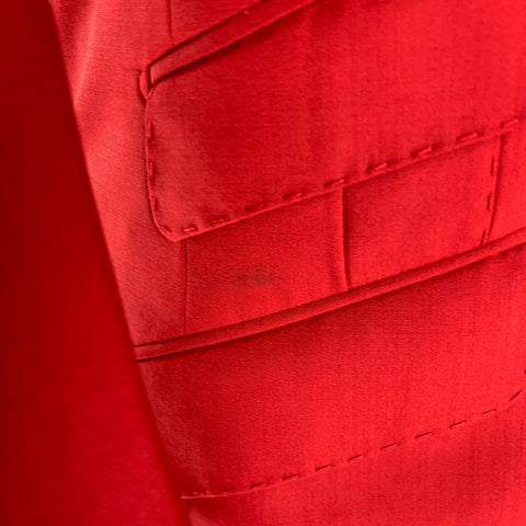 DOLCE & GABBANA Chest Size 38 Red Solid Wool  Elastane Peak Lapel 30 29 Suit