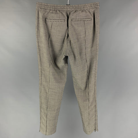 OVADIA & SONS Size 32 Black White Houndstooth Wool Dress Pants