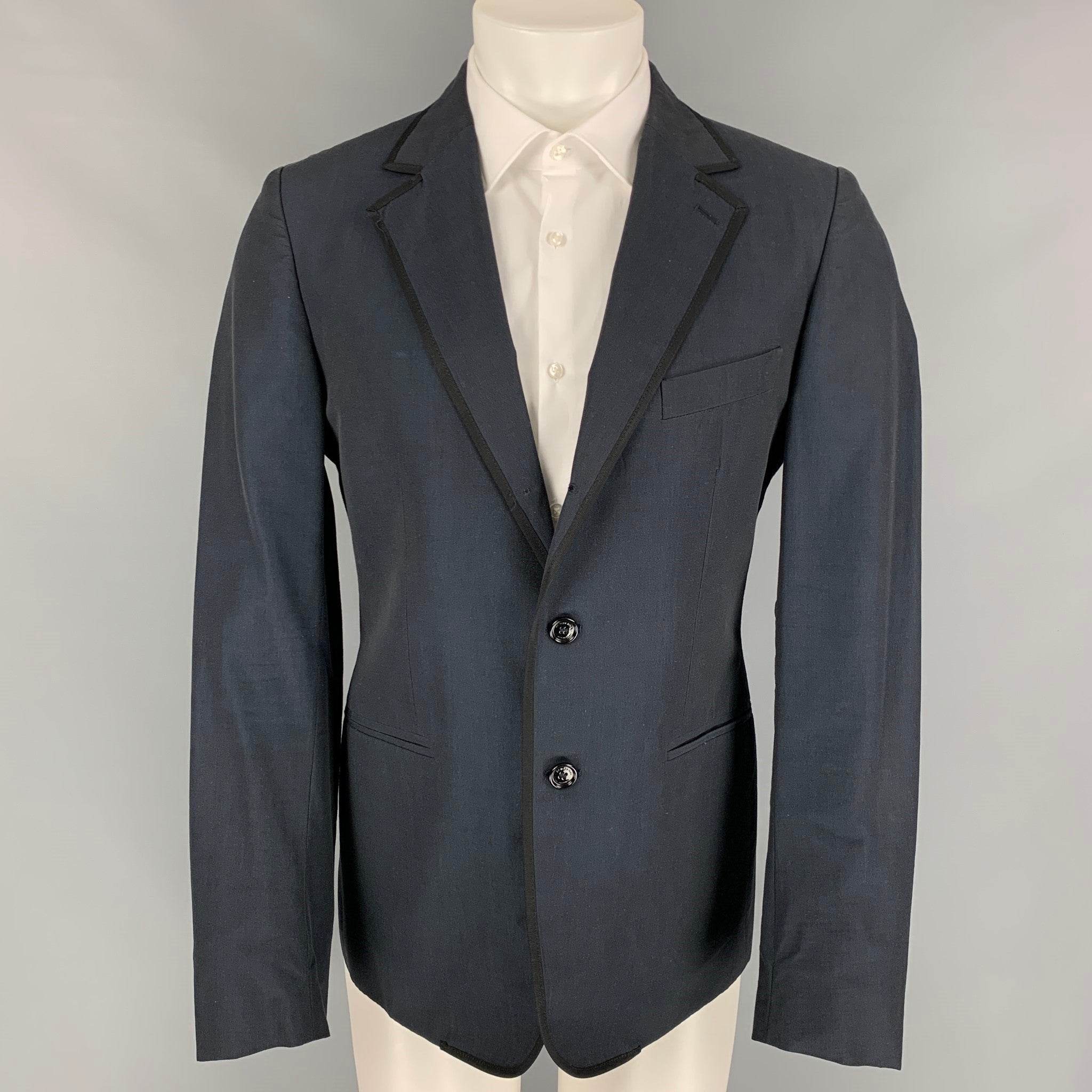 Vintage BURBERRY PRORSUM Size 42 Navy & Black Cotton / Mohair Peak