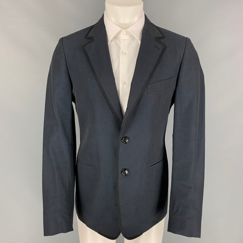 Vintage BURBERRY PRORSUM Size 42 Navy & Black Cotton / Mohair Peak Lapel  Sport Coat