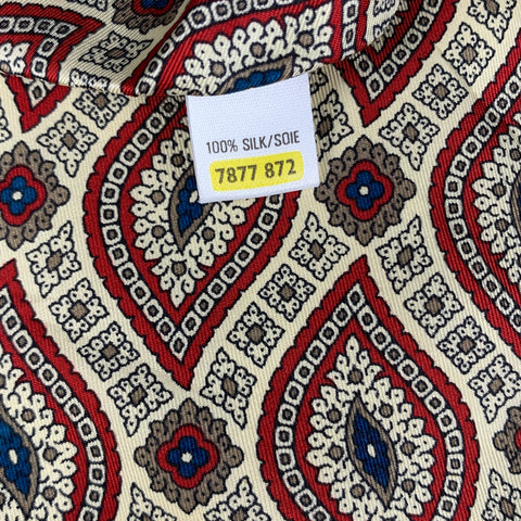 ST MICHAEL Cream Red Print Silk Tie