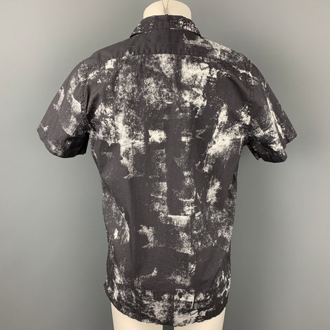 PAUL SMITH JEANS Size L Charcoal & White Marbled Short Sleeve Shirt