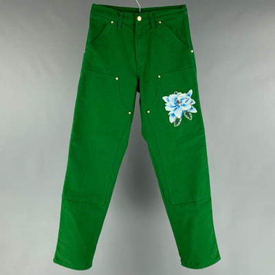 CARHARTT Size XS Green Floral Cotton Carpenter Casual Pants