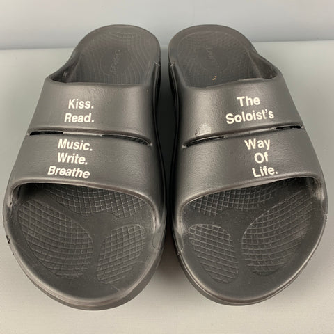 OOFOS for TAKAHIROMOIYASHITA Size 9 Black White Graphic Acetate Slip On Soloist's Sandals
