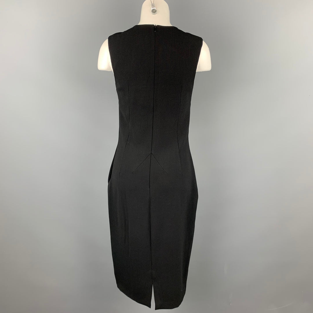 DOLCE & GABBANA Size 8 Black Wool Blend Scoop Neck A-Line Dress