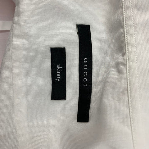 GUCCI Size L White Cotton Tuxedo Long Sleeve Shirt