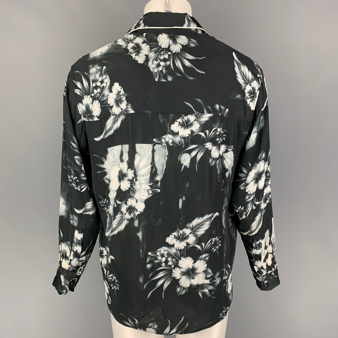 REPRESENT Size S Black White Floral Viscose Button Up Long Sleeve Shirt