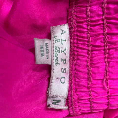 CALYPSO Size M Pink Silk Solid Elastic Waistband Skirt