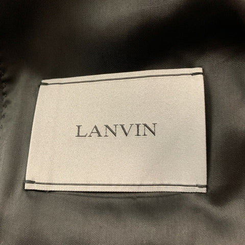 LANVIN Size 34 Black Solid Wool  Mohair Peak Lapel Tuxedo