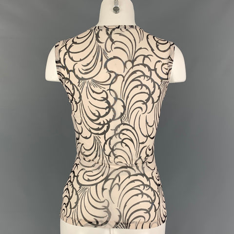 DRIES VAN NOTEN Size XS White Black Polyamide Abstract Casual Top