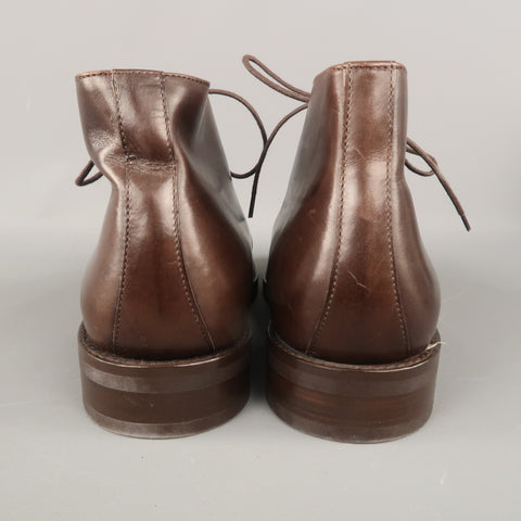 RALPH LAUREN Talla 9 Botas con cordones de cuero macizo marrón 