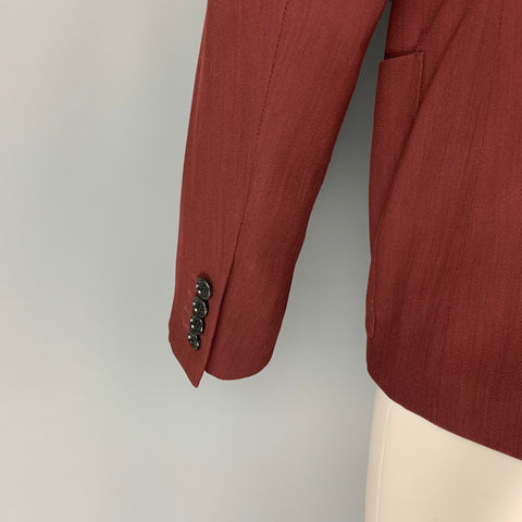 LANVIN Size 38 Burgundy Wool Viscose Blend Notch Lapel Sport Coat