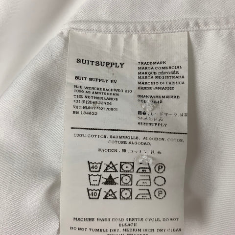 SUITSUPPLY Taille M Chemise à manches longues boutonnée en coton uni blanc