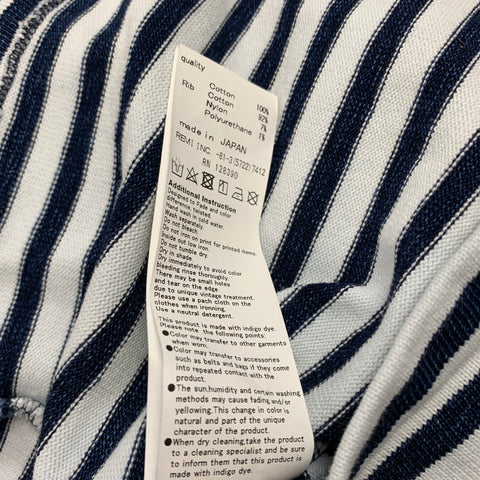 BEAMS Size M Navy & White Stripe Cotton Crew-Neck Pullover